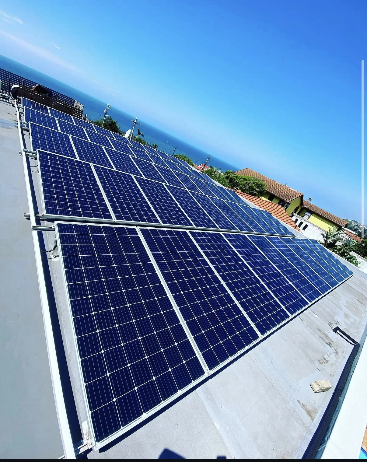 Rooftop solar panel installation